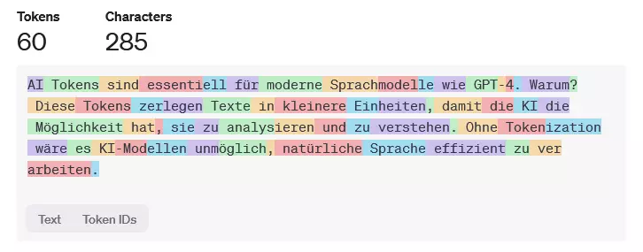 OpenAI: Tokenizer-Textbeispiel