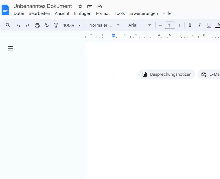 Ausschnitt aus Google Docs