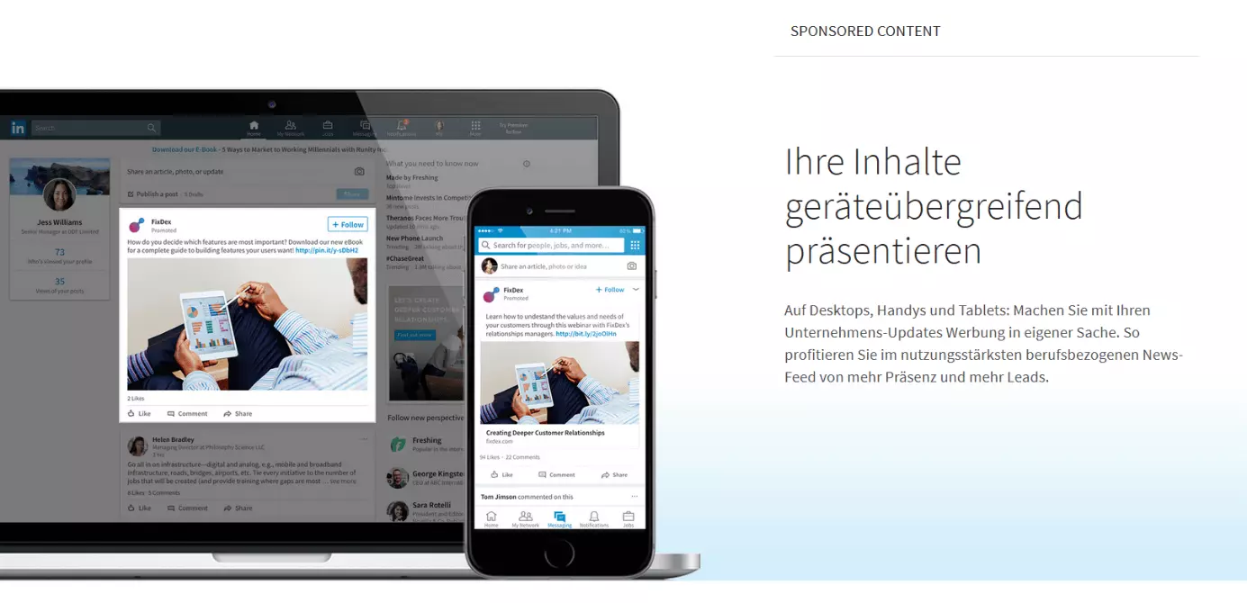 Sponsored Content auf LinkedIn