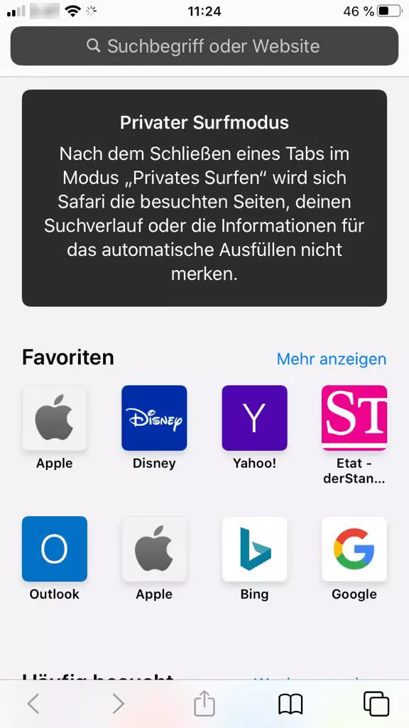 Privater Surfmodus von Safari am iPhone