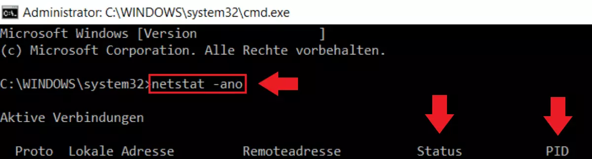 Geben Sie den cmd-Befehl netstat -ano in die Eingabeaufforderung ein.