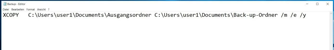 Windows-Editor: Batch-Skript mit Back-up-Funktion