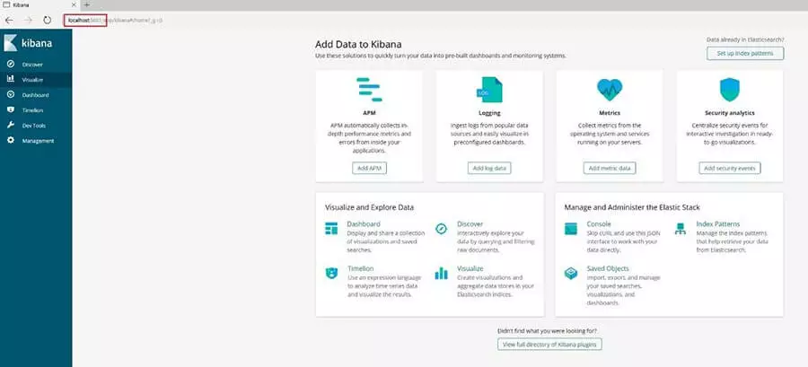 Kibana: Startbildschirm