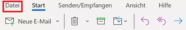 Registerkarte Datei in Microsoft Outlook