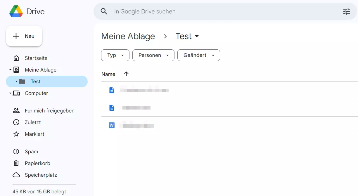 Webanwendung von Google Drive