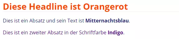 HTML-Farben: Text-Beispiel
