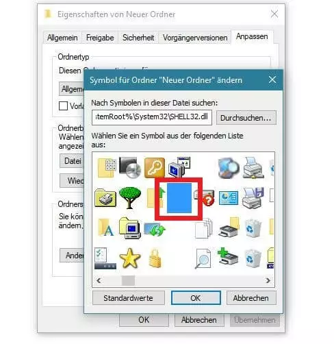 Symbol ändern und Ordner so unsichtbar machen