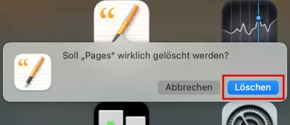 Löschfenster einer App am Mac