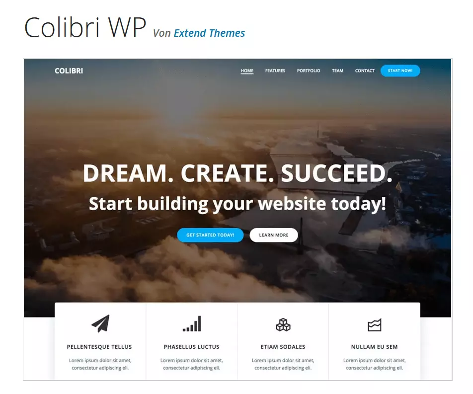 Vorschau des WordPress-Themes Colibri WP auf WordPress.org