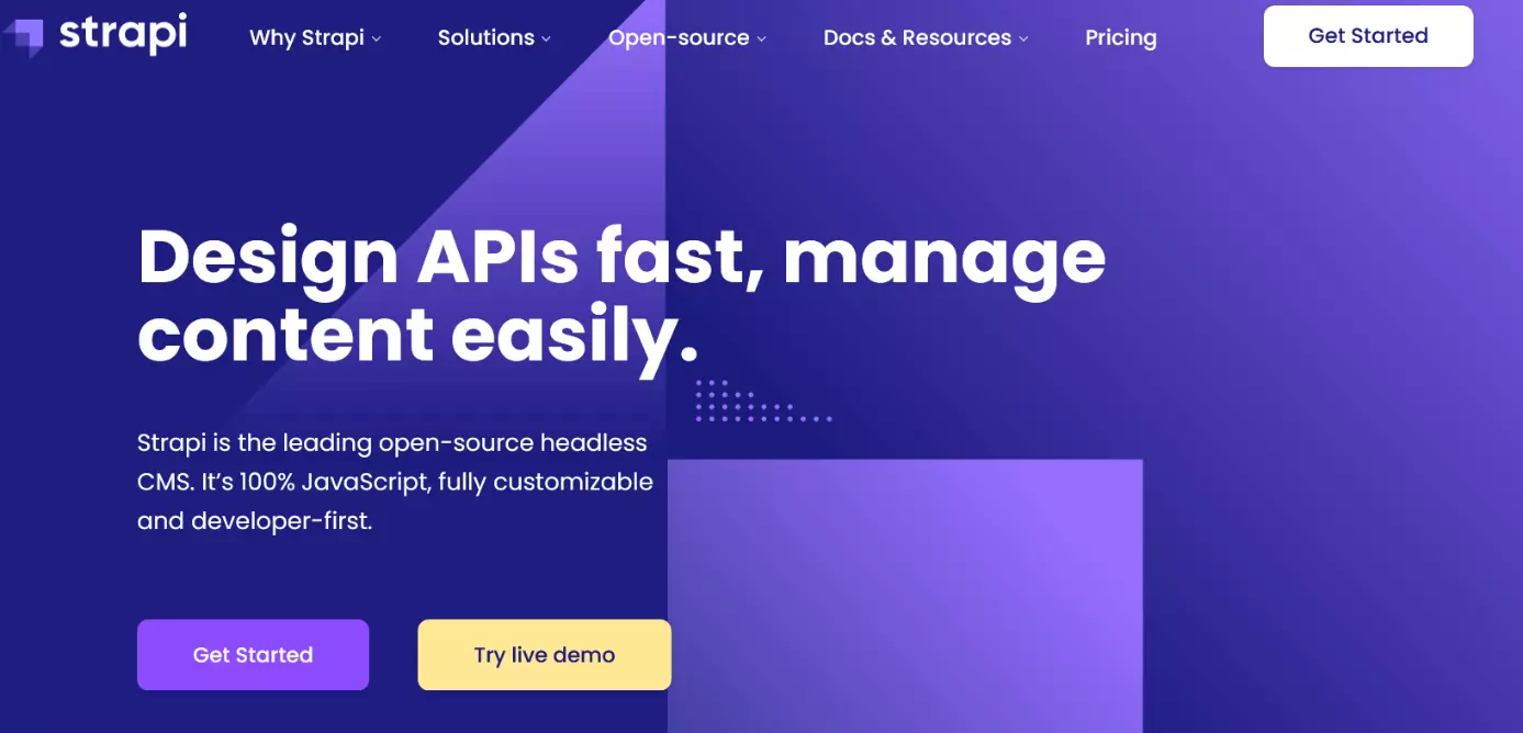 Website des Headless CMS Strapi