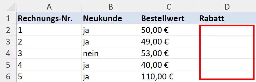 Excel-WENN-UND-Funktion: Rabattbestimmung