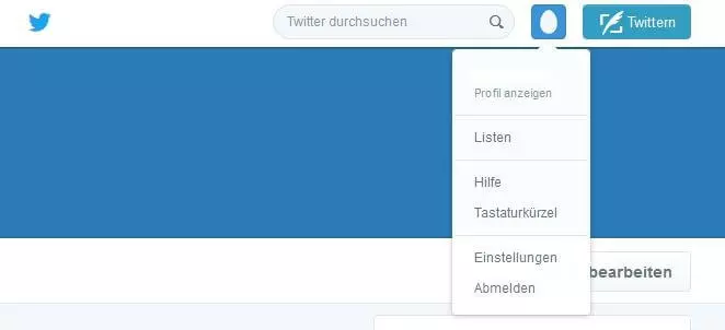 „Profil und Einstellungen“: Drop-Down-Menü