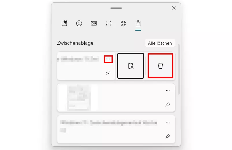 Einzelnes Element aus der Windows-11-Zwischenablage löschen