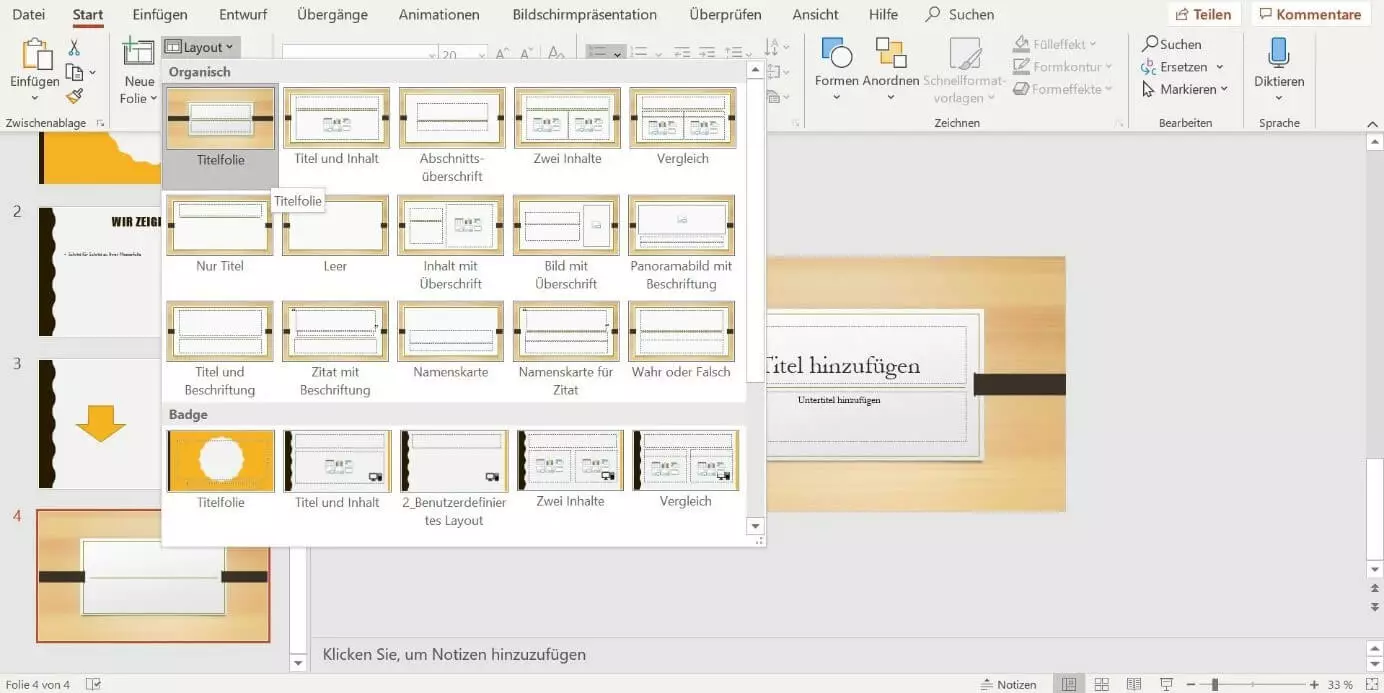 Arbeiten mit zwei oder mehr Folienmastern bei PowerPoint 2019