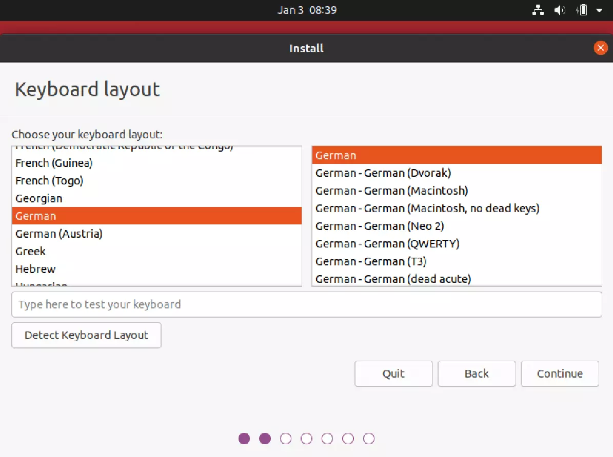 Setup-Assistent von Ubuntu