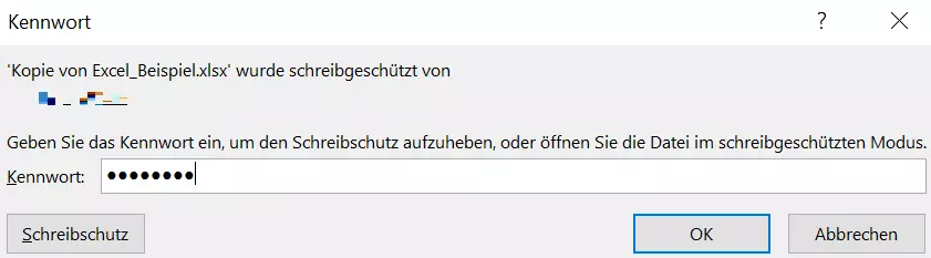 Excel: Kennwortabfrage bei schreibgeschützter Datei