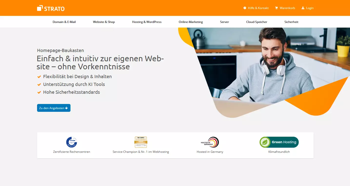 Landingpage des STRATO Homepage-Baukastens