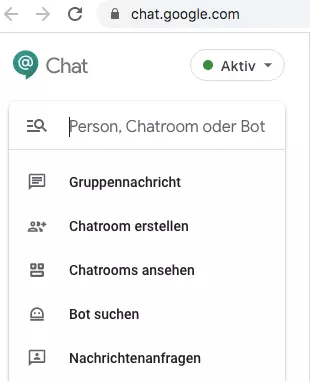 Google Chat: Menü