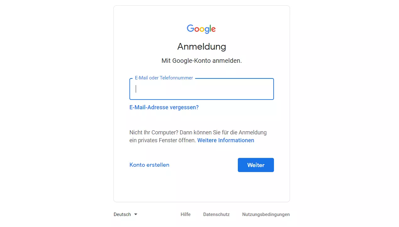 Google-Konto-Anmeldung 