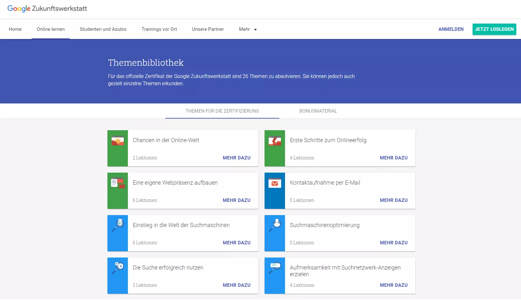 Themenbibliothek der Google Zukunftswerkstatt