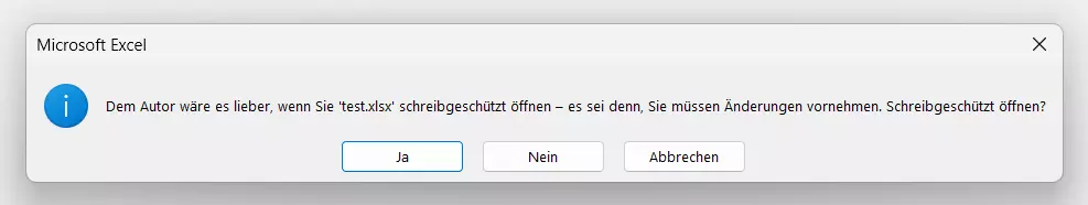 Empfehlung: Excel-Datei schreibgeschützt öffnen