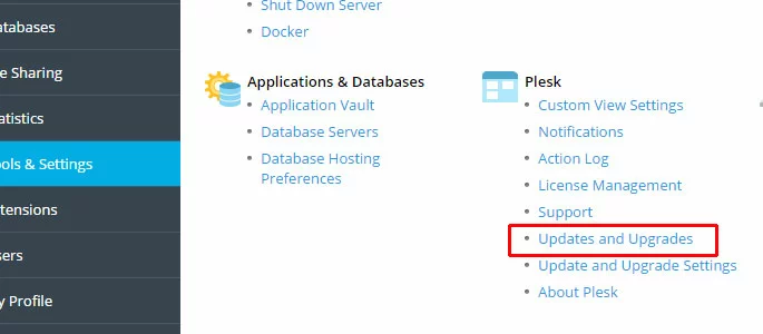 Plesk - Updates und Upgrades