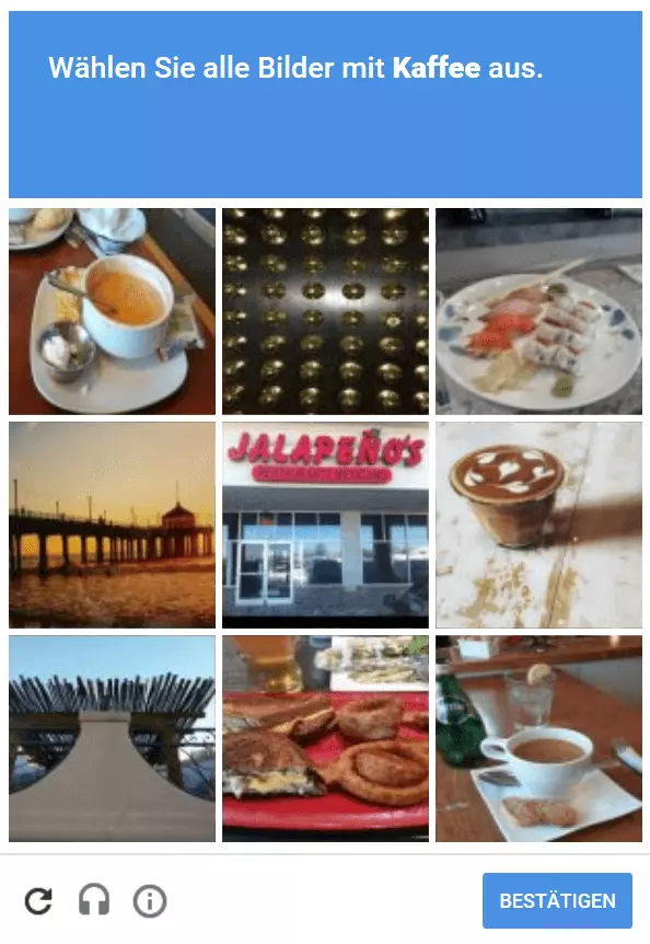 Ein bildbasiertes Captcha von Google