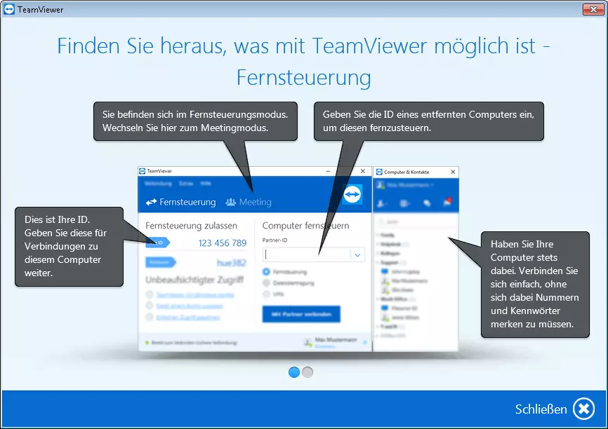 Startseite von TeamViewer