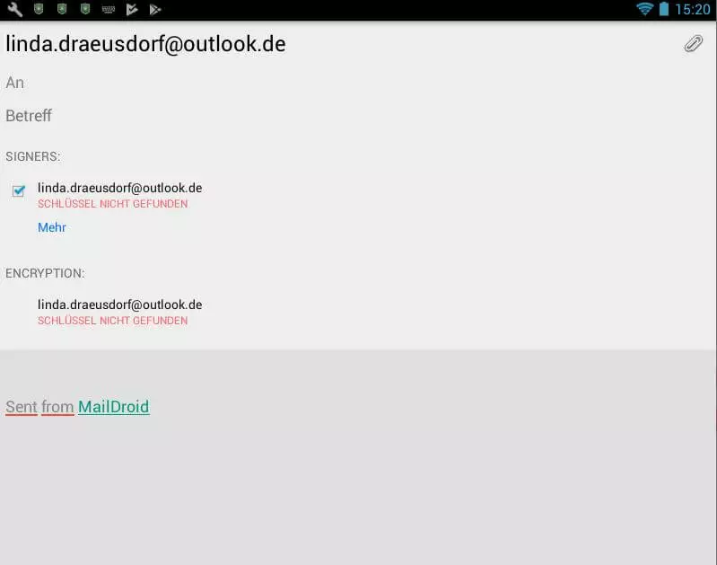 MailDroid-Nachrichtenfenster