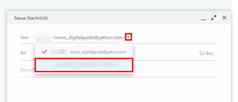 Sendeadresse auswählen in Yahoo Mail
