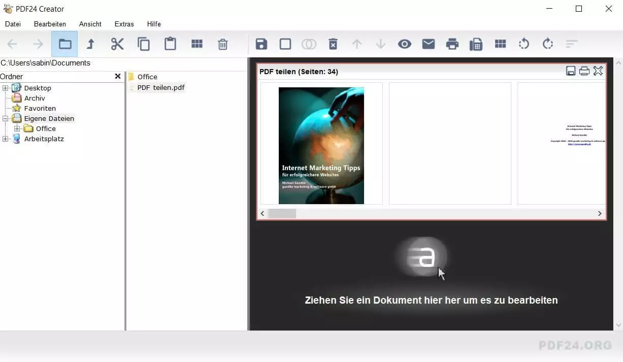 PDF24 mit geöffnetem PDF