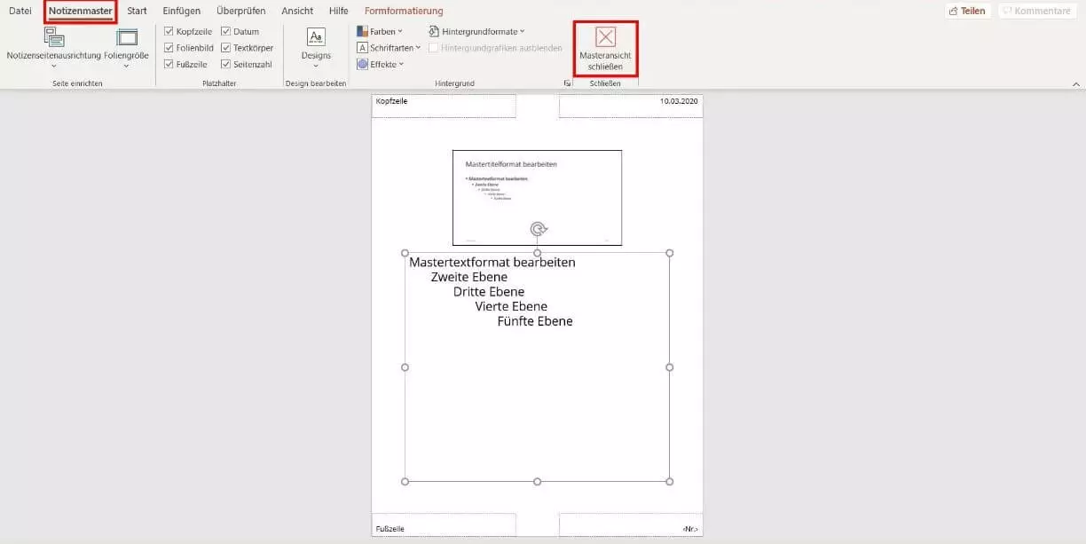 PowerPoint: Masteransicht schließen