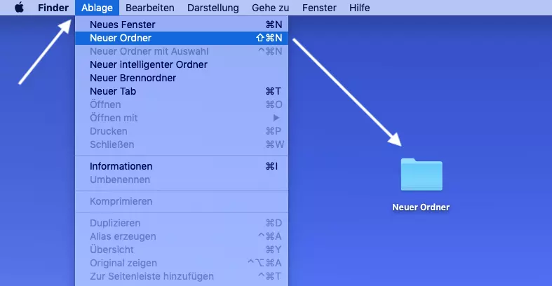 Mac: Neuen Ordner erstellen: Erste Methode 