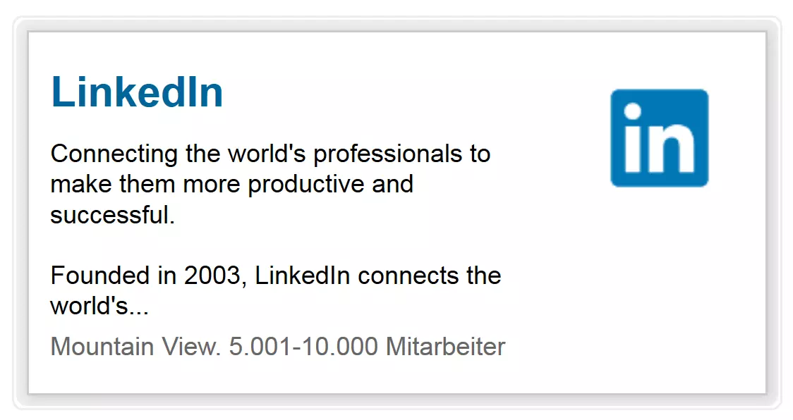 Das „Company Profile“-Widget von LinkedIn