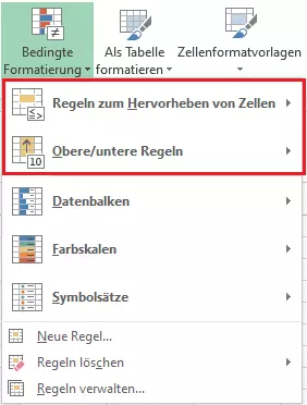 Excel: Bedingte Formatierung basierend auf Regeln