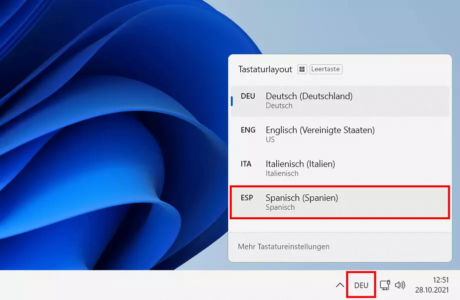Tastatur umstellen: Windows 11