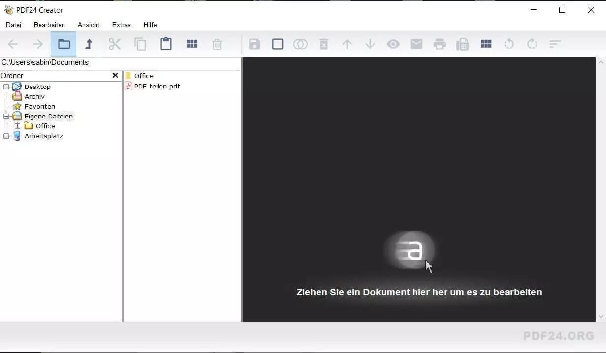 PDF Creator von PDF24 zur Bearbeitung von PDF-Dateien