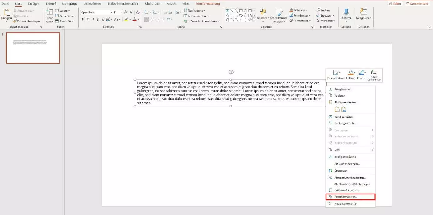 PowerPoint: Form formatieren 