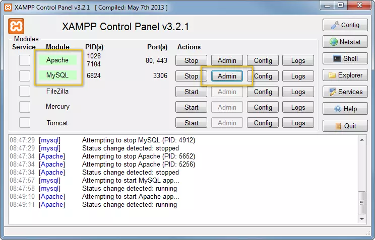 Apache und MySQL