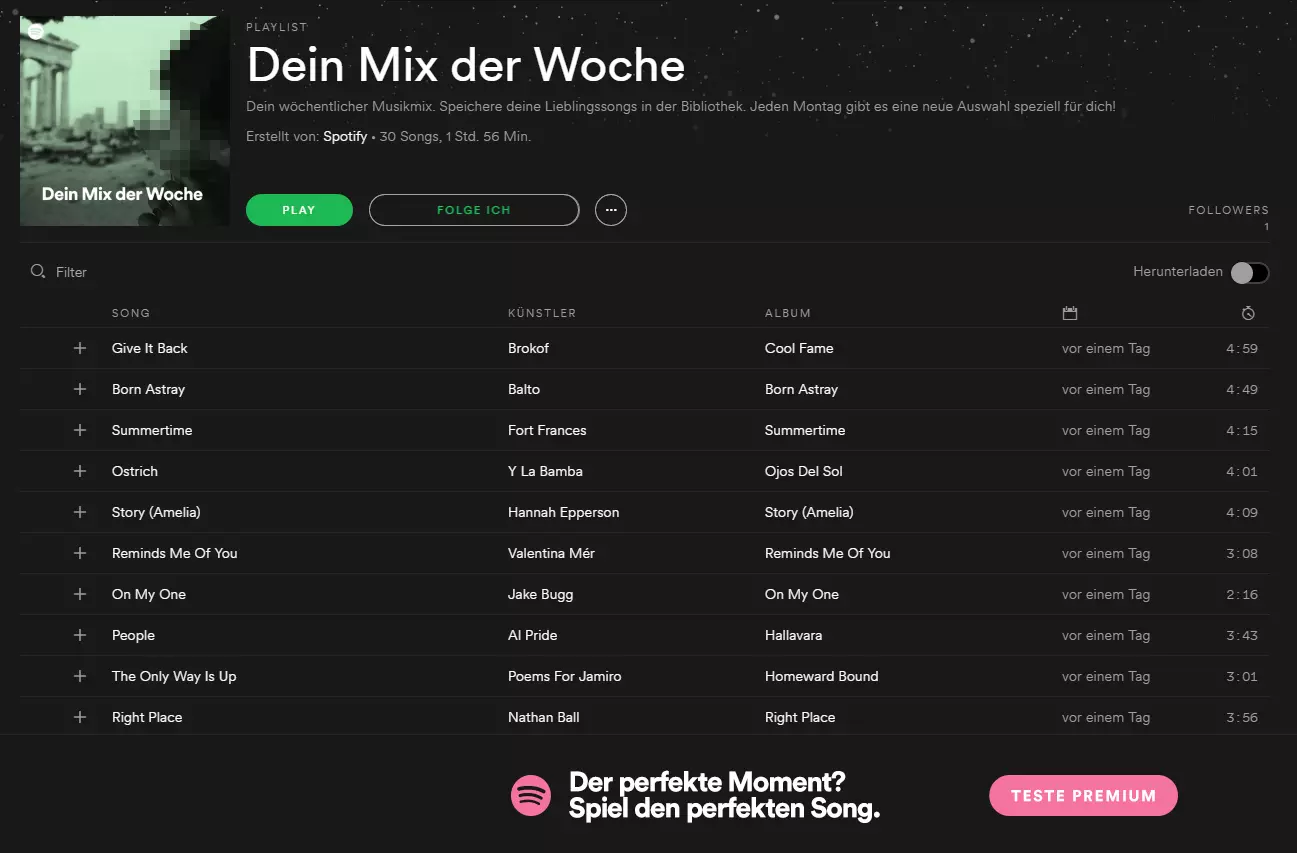 Spotify Playlist: Dein Mix der Woche