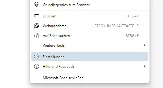 Microsoft Edge: Einstellungen-Schaltfläche