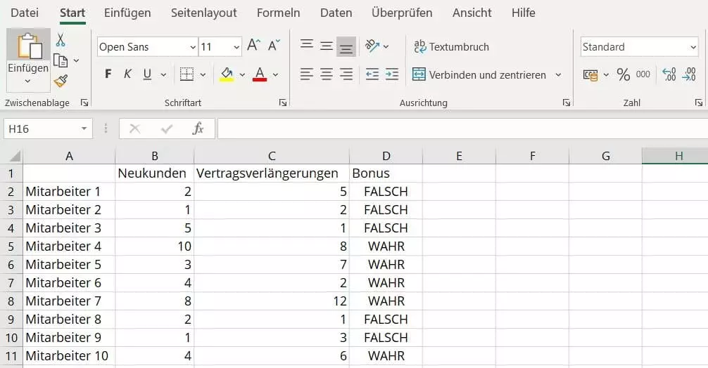 Excel UND: Anwendungsbeispiel