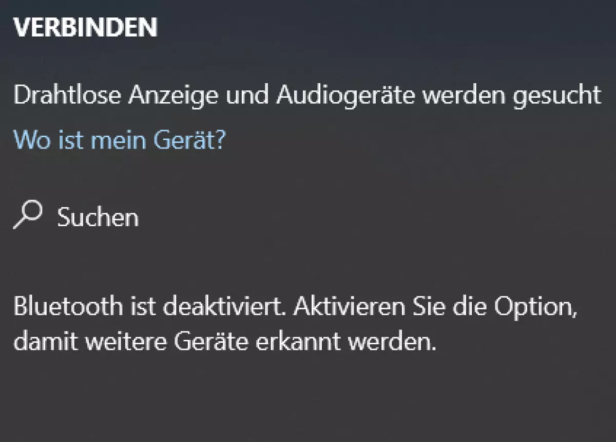 Drücken Sie WINDOWS + K, um verfügbare Miracast-Geräte zu finden