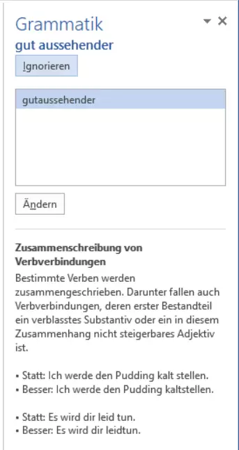 Grammatikfehler korrigieren 