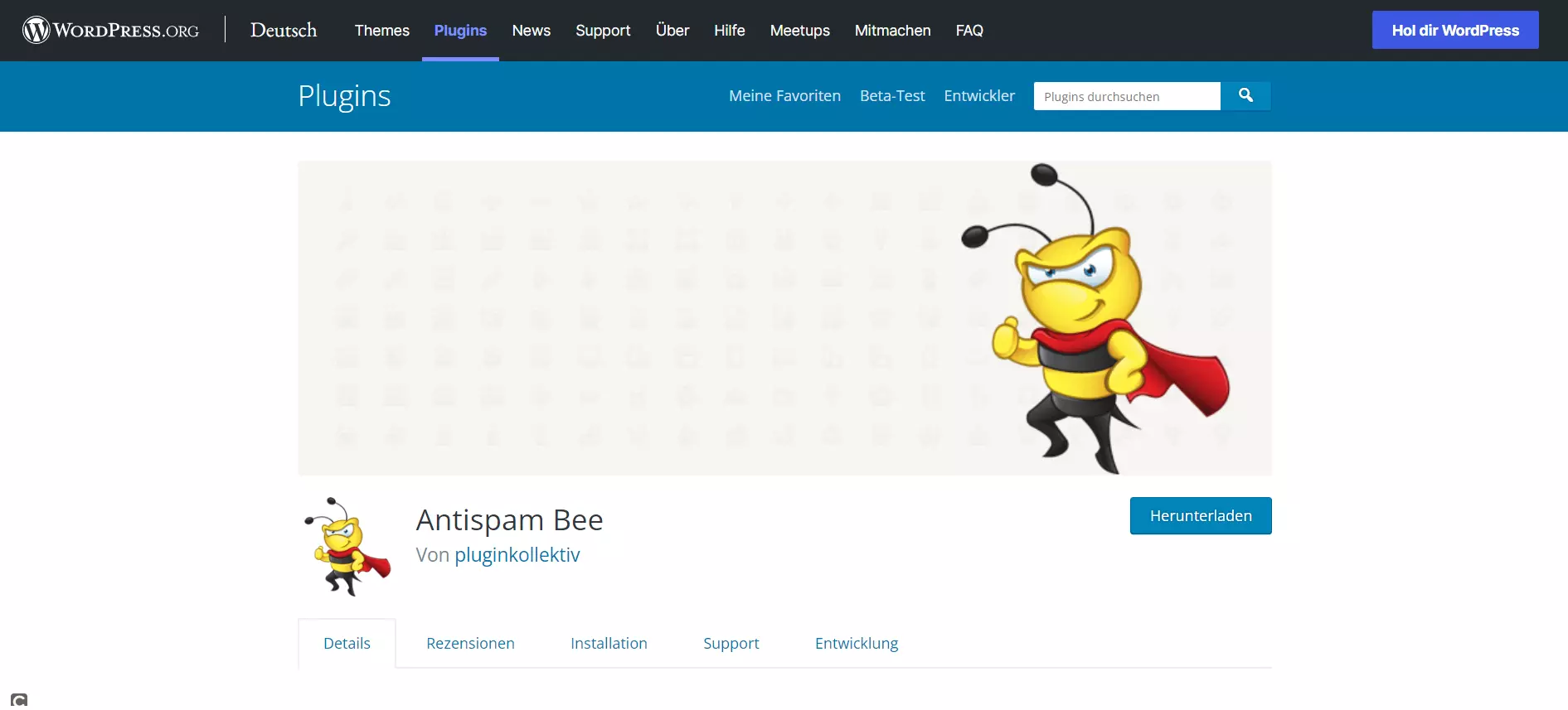 Startseite des Moderationsplugins Antispam Bee