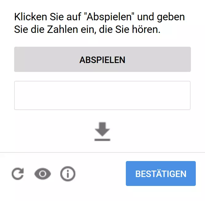 Ein Audio-Captcha von Google