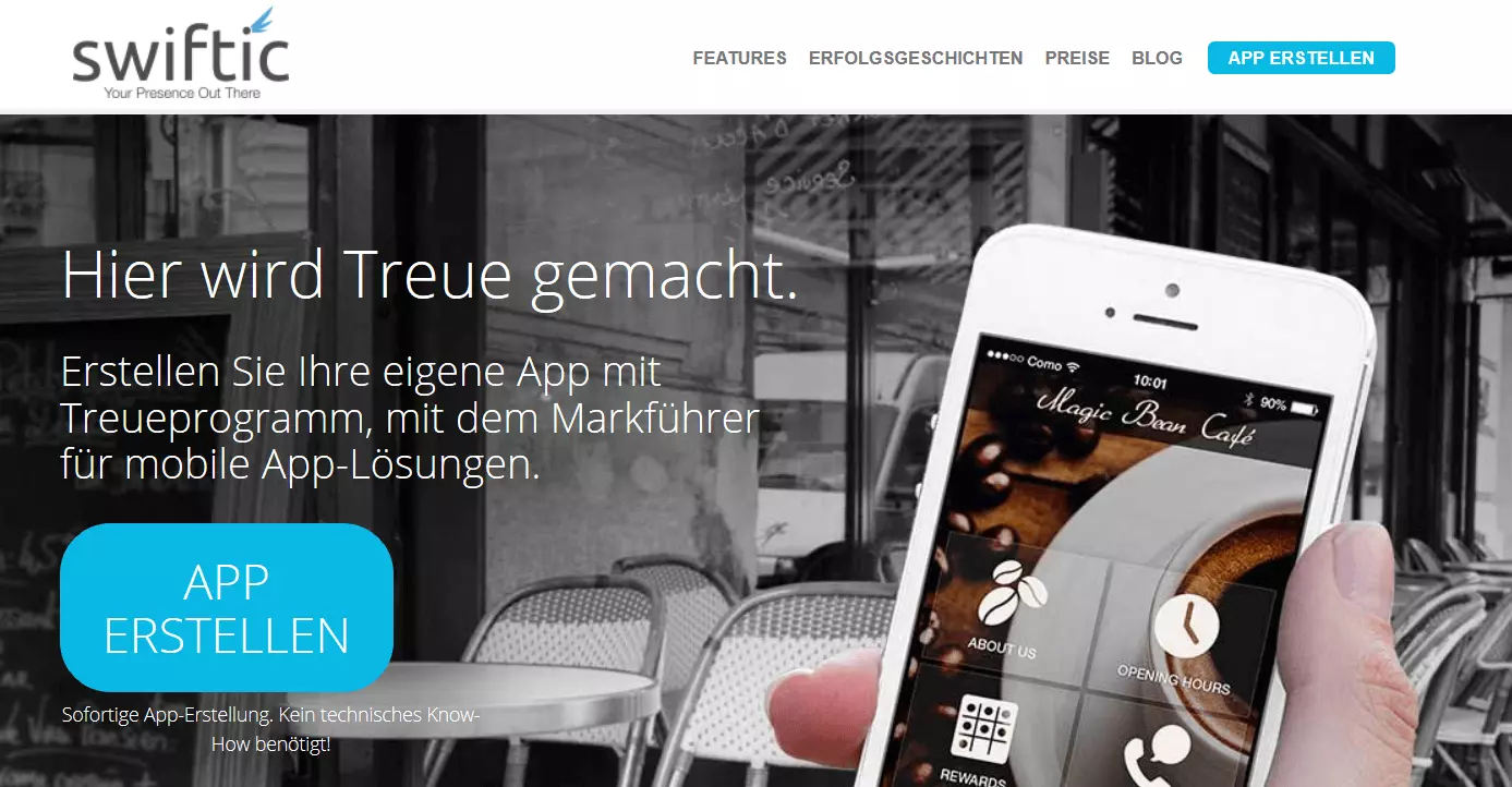 Homepage von Swiftic