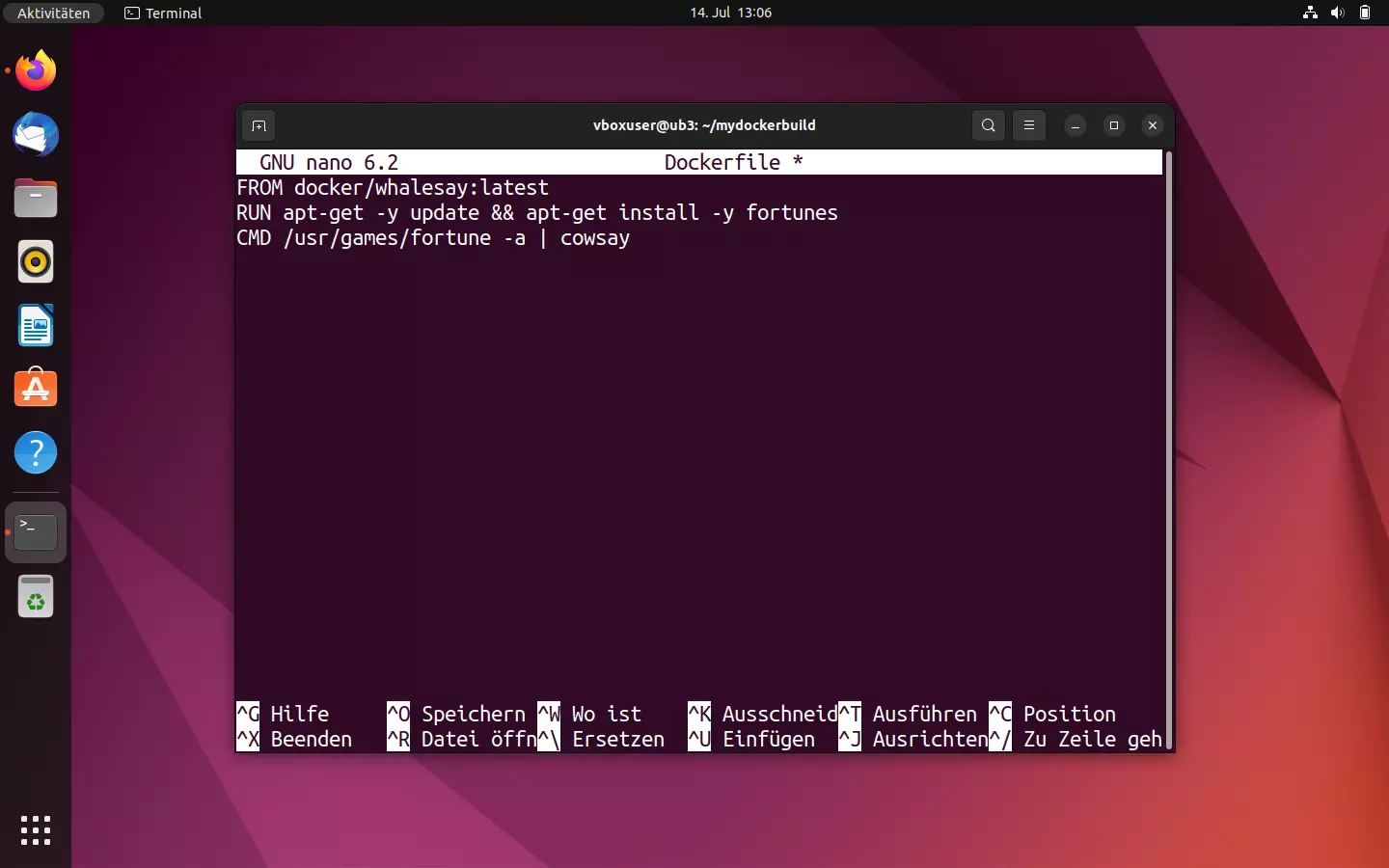 Der Texteditor Nano im Ubuntu-Terminal