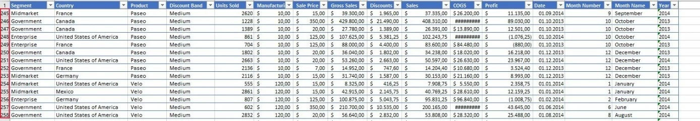 Excel 2016: Beispiel mit fixierter Titelzeile