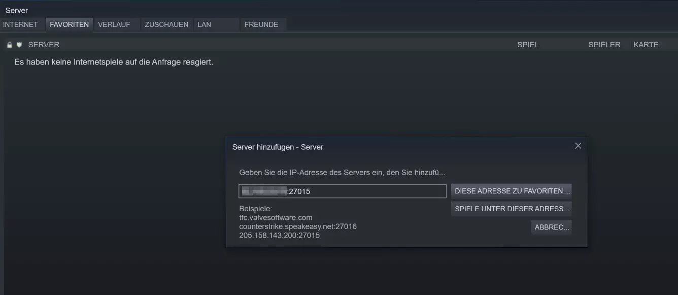 Steam-Client: ARK-Server zu den Favoriten hinzufügen